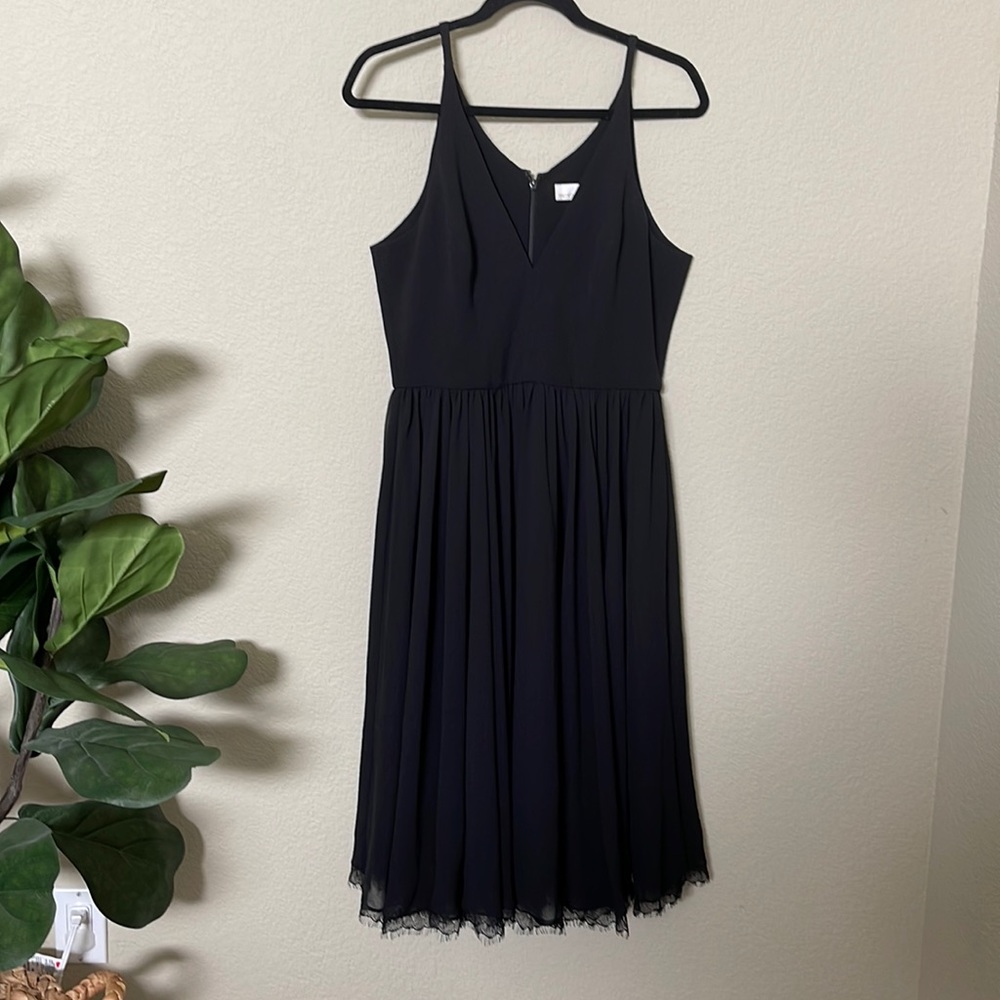 Dress the Population Alicia Mixed Media Midi Dress Black